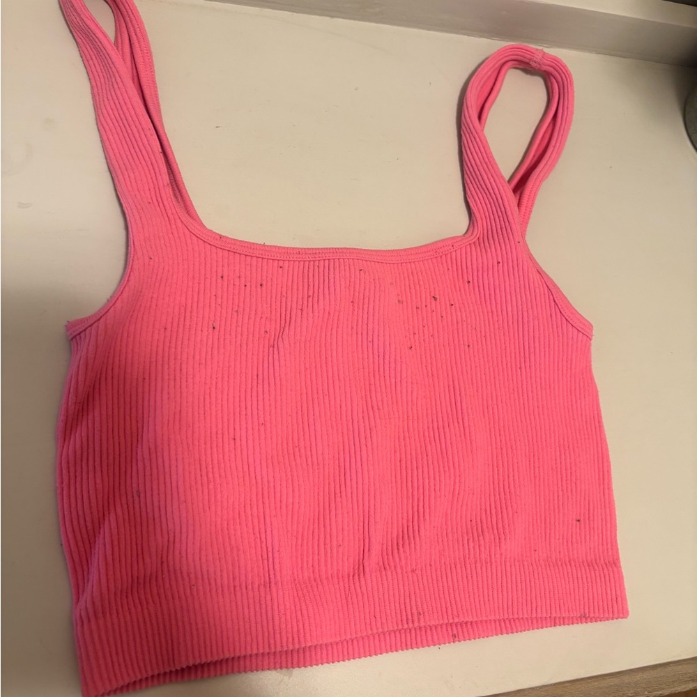 Zara Orange Ribbed Crop Tank Top